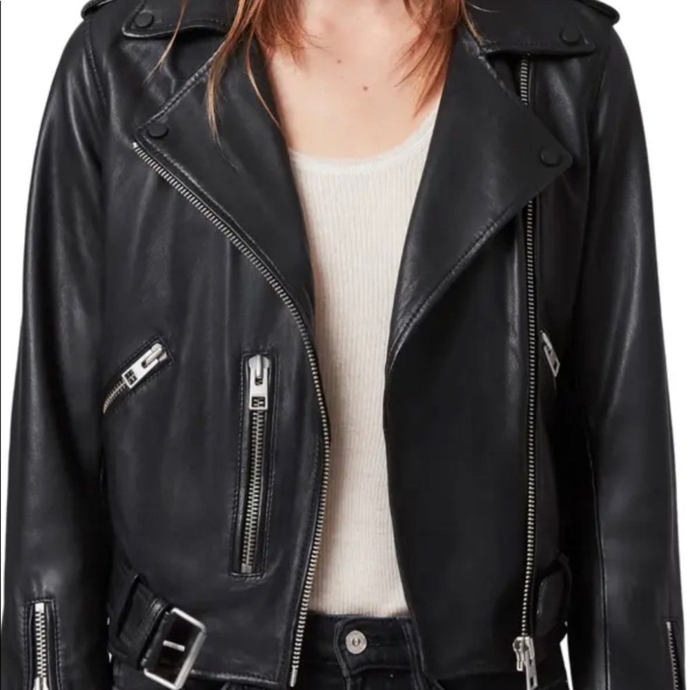 ❌SOLD❌All Saints Balfern Leather Jacket+Black+4 - Picture 4 of 9